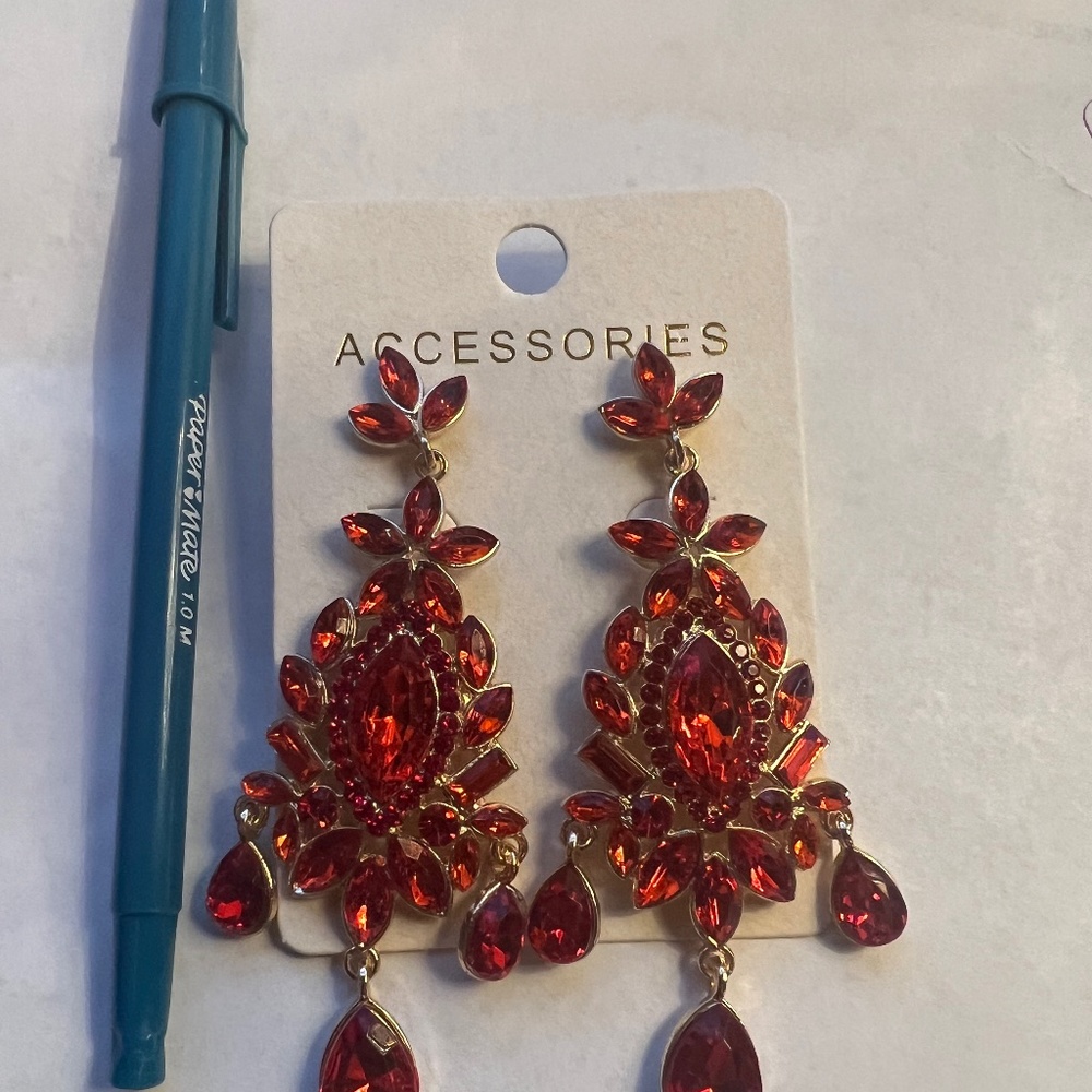 Red Statement Earrings - image 8
